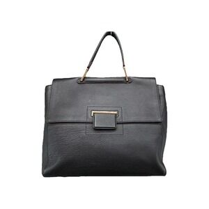 Furla Handbag Satchel Top Handle Black Leather Crossbody Old Money Quiet Luxury